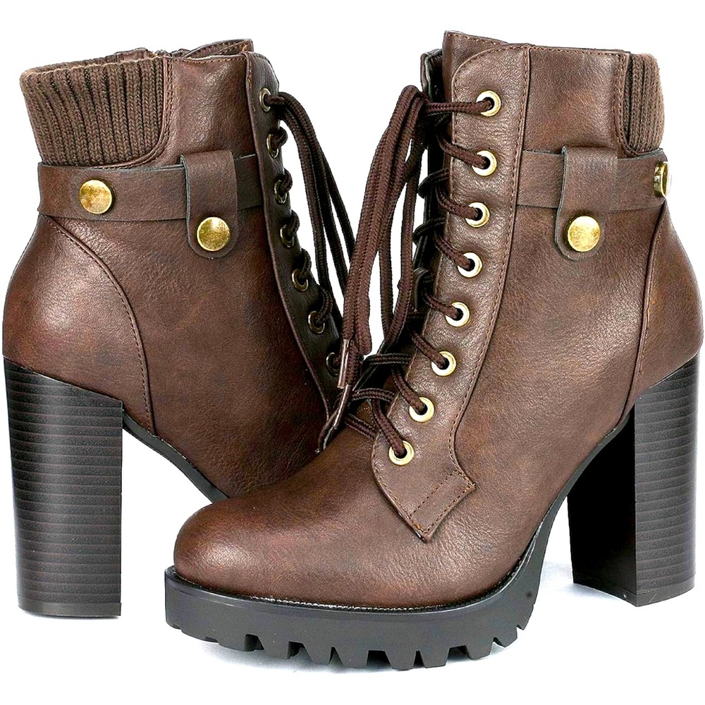 DREAM PAIRS Women's Fashion Ankle Boots - Chunky High Heel Booties